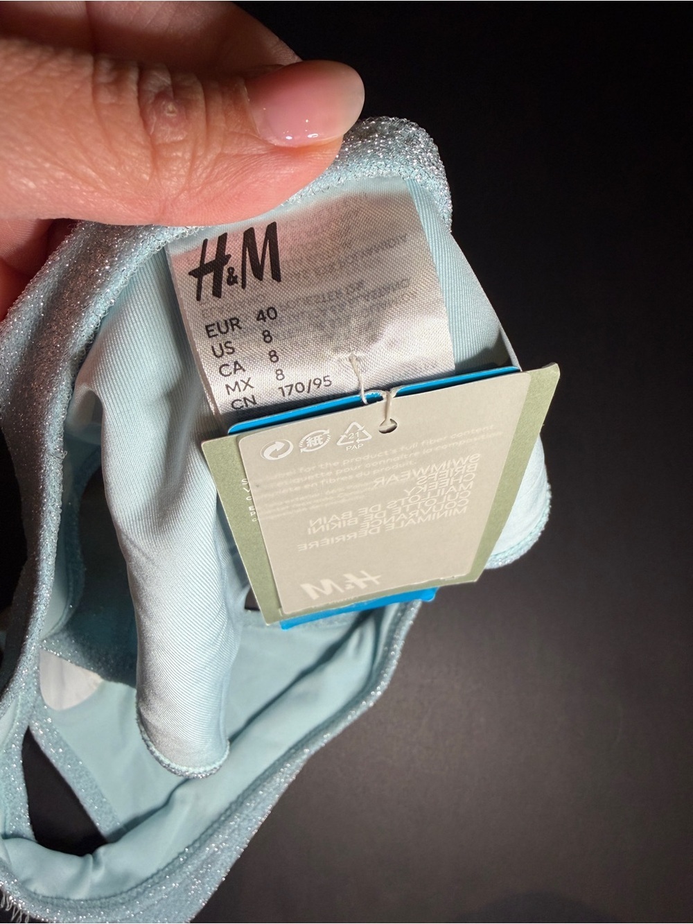 H&M Pale Blue Shimmery Bikini Bottom - Picture 3 of 3